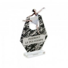 Trofeo Sport in plexiglass trasparente retrostampato esagono danzatrice