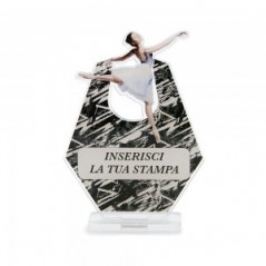 Trofeo Sport in plexiglass trasparente retrostampato esagono danzatrice