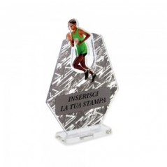 Trofeo Sport in plexiglass trasparente retrostampato esagono corridore