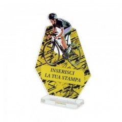 Trofeo Sport in plexiglass trasparente retrostampato esagono ciclista