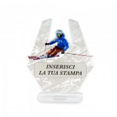Trofeo Sport in plexiglass trasparente retrostampato esagono sciatore