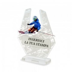 Trofeo Sport in plexiglass trasparente retrostampato esagono sciatore