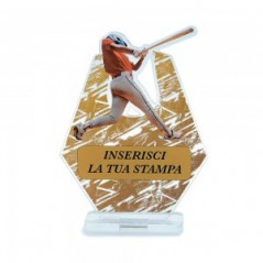 Trofeo Sport in plexiglass trasparente retrostampato esagono giocatore di baseball