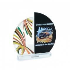 Trofeo Nero Opaco in plexiglass trasparente retrostampato doppio mezzo cerchio