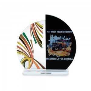 Trofeo Nero Opaco in plexiglass trasparente retrostampato doppio mezzo cerchio