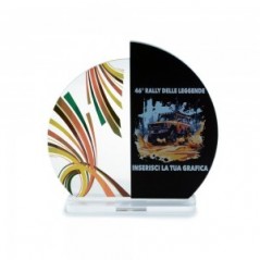 Trofeo Nero Opaco in plexiglass trasparente retrostampato doppio mezzo cerchio