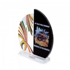 Trofeo Nero Opaco in plexiglass trasparente retrostampato doppio mezzo cerchio