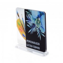 Trofeo Nero Opaco in plexiglass trasparente retrostampato quadrato angoli arrotondati
