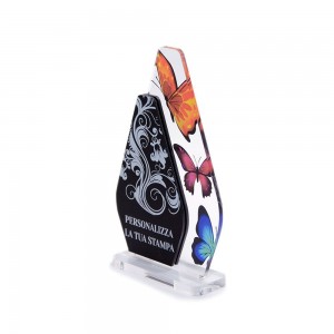 Trofeo Nero Opaco in plexiglass trasparente retrostampato doppia goccia