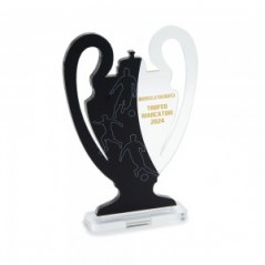 Trofeo Nero Opaco in plexiglass trasparente retrostampato doppia mezza coppa