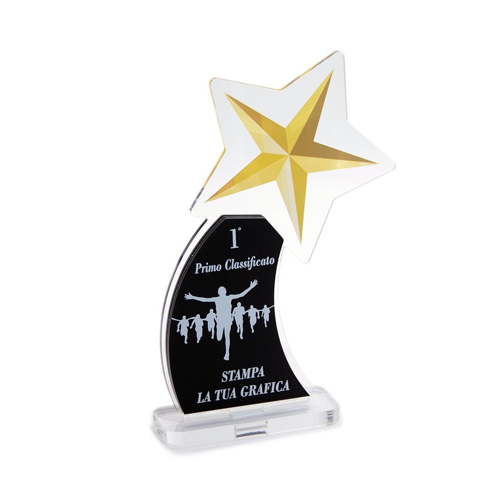 Trofeo Nero Opaco in plexiglass trasparente retrostampato stella cadente