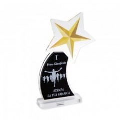 Trofeo Nero Opaco in plexiglass trasparente retrostampato stella cadente
