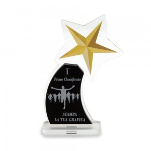 Trofeo Nero Opaco in plexiglass trasparente retrostampato stella cadente