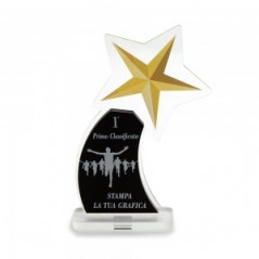 Trofeo Nero Opaco in plexiglass trasparente retrostampato stella cadente