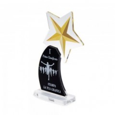 Trofeo Nero Opaco in plexiglass trasparente retrostampato stella cadente