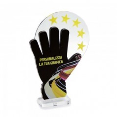 Trofeo Nero Opaco in plexiglass trasparente retrostampato guanto e palla