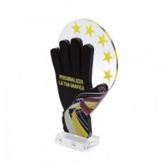 Trofeo Nero Opaco in plexiglass trasparente retrostampato guanto e palla