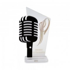 Trofeo Nero Opaco in plexiglass trasparente retrostampato trapezio microfono