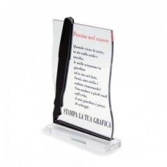 Trofeo Nero Opaco in plexiglass trasparente retrostampato ondulato penna
