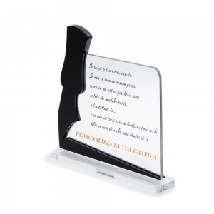 Trofeo Nero Opaco in plexiglass trasparente retrostampato rettangolare orizzontale arrotondato penna