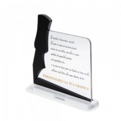 Trofeo Nero Opaco in plexiglass trasparente retrostampato rettangolare orizzontale arrotondato penna