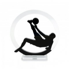 Trofeo Nero Opaco in plexiglass trasparente retrostampato cerchio calciatore