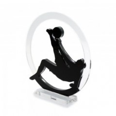Trofeo Nero Opaco in plexiglass trasparente retrostampato cerchio calciatore