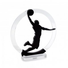 Trofeo Nero Opaco in plexiglass trasparente retrostampato cerchio cestita