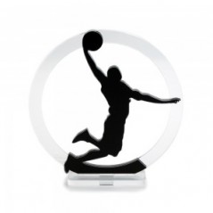 Trofeo Nero Opaco in plexiglass trasparente retrostampato cerchio cestita