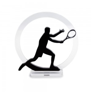 Trofeo Nero Opaco in plexiglass trasparente retrostampato cerchio tennista