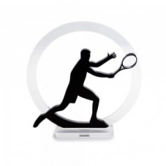 Trofeo Nero Opaco in plexiglass trasparente retrostampato cerchio tennista