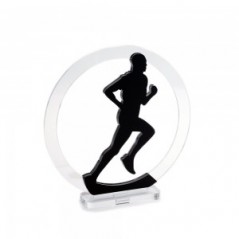 Trofeo Nero Opaco in plexiglass trasparente retrostampato cerchio corridore