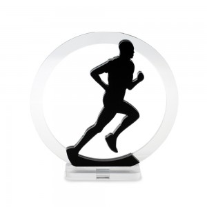 Trofeo Nero Opaco in plexiglass trasparente retrostampato cerchio corridore