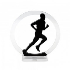 Trofeo Nero Opaco in plexiglass trasparente retrostampato cerchio corridore
