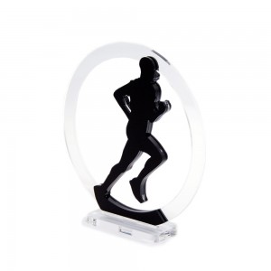 Trofeo Nero Opaco in plexiglass trasparente retrostampato cerchio corridore