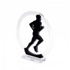 Trofeo Nero Opaco in plexiglass trasparente retrostampato cerchio corridore