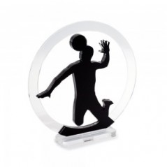 Trofeo Nero Opaco in plexiglass trasparente retrostampato cerchio pallavolista