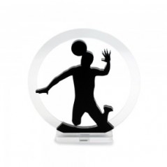 Trofeo Nero Opaco in plexiglass trasparente retrostampato cerchio pallavolista