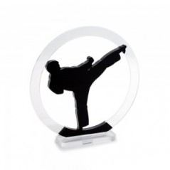 Trofeo Nero Opaco in plexiglass trasparente retrostampato cerchio karateka