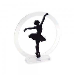 Trofeo Nero Opaco in plexiglass trasparente retrostampato cerchio danzatrice