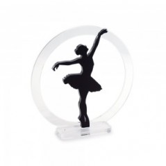 Trofeo Nero Opaco in plexiglass trasparente retrostampato cerchio danzatrice