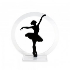 Trofeo Nero Opaco in plexiglass trasparente retrostampato cerchio danzatrice