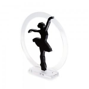 Trofeo Nero Opaco in plexiglass trasparente retrostampato cerchio danzatrice