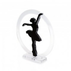 Trofeo Nero Opaco in plexiglass trasparente retrostampato cerchio danzatrice