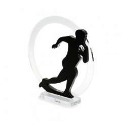 Trofeo Nero Opaco in plexiglass trasparente retrostampato cerchio rugbista