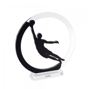 Trofeo Nero Opaco in plexiglass trasparente retrostampato cerchio portiere che para