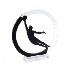 Trofeo Nero Opaco in plexiglass trasparente retrostampato cerchio portiere che para