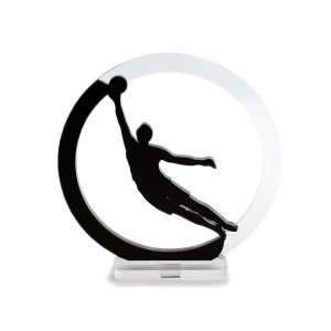 Trofeo Nero Opaco in plexiglass trasparente retrostampato cerchio portiere che para