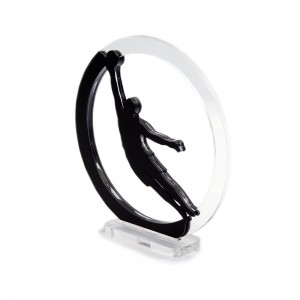 Trofeo Nero Opaco in plexiglass trasparente retrostampato cerchio portiere che para