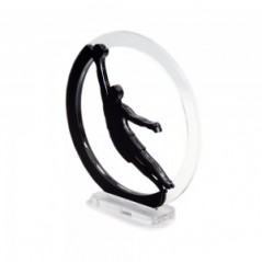 Trofeo Nero Opaco in plexiglass trasparente retrostampato cerchio portiere che para